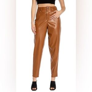 NWOT Juicy Couture Rodeo Barrel Fit High Waist Faux Leather Pants Womens size 28